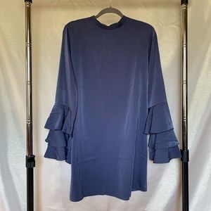 Muted blue long sleeve dress